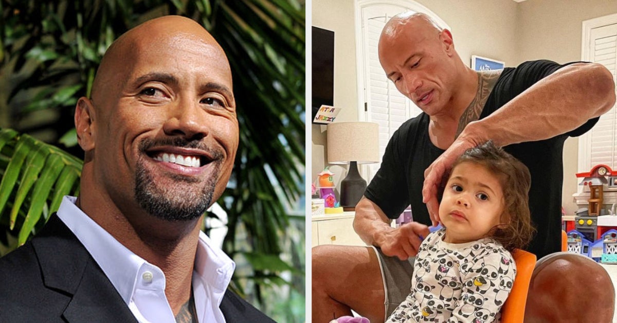 Dwayne Johnson, The Rock cleans his daughter's hair